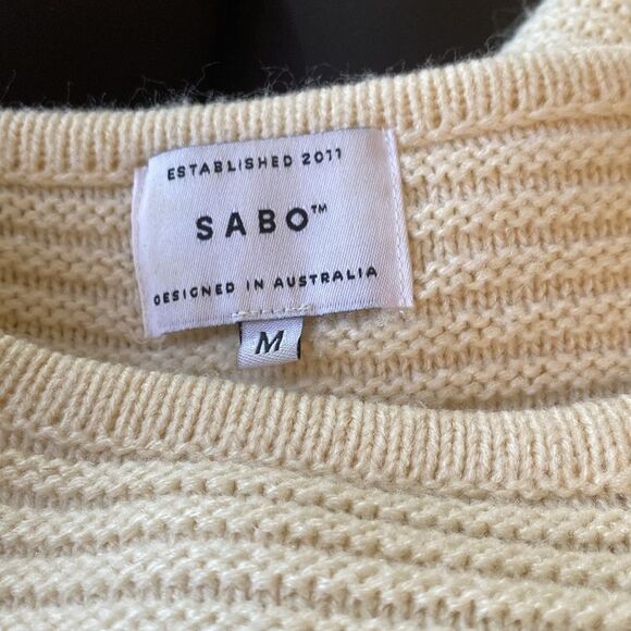 Sabo Remy Cream Ribbed Tunic Sweater Top Dress M - Picture 5 of 10